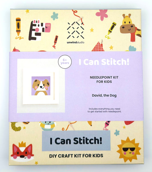 Unwind Studios David the Dog Needlepoint Kit For Kids