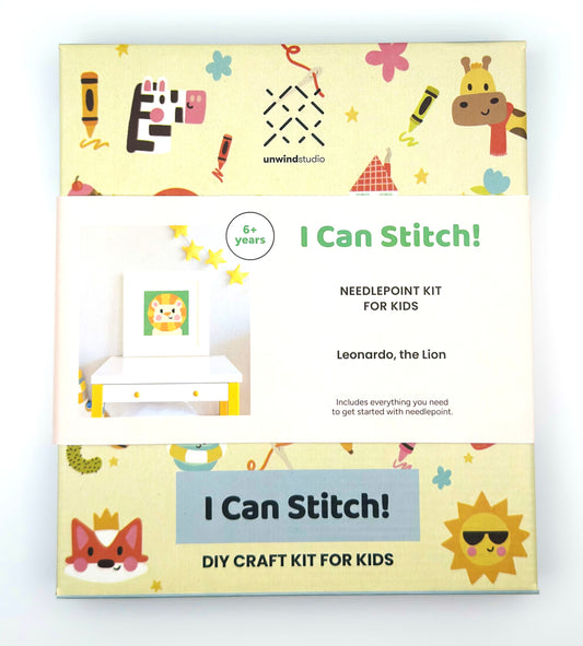 Unwind Studios Leonardo The Lion Needlepoint Kit For Kids