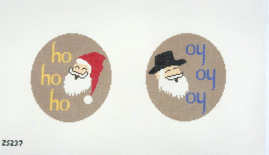 Ziggy Stitches for KCN Designers Ho Ho Ho Oy Oy Oy Printed Needlepoint Canvas